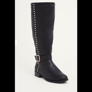Black Studded Torrid Width Boots Size 8W